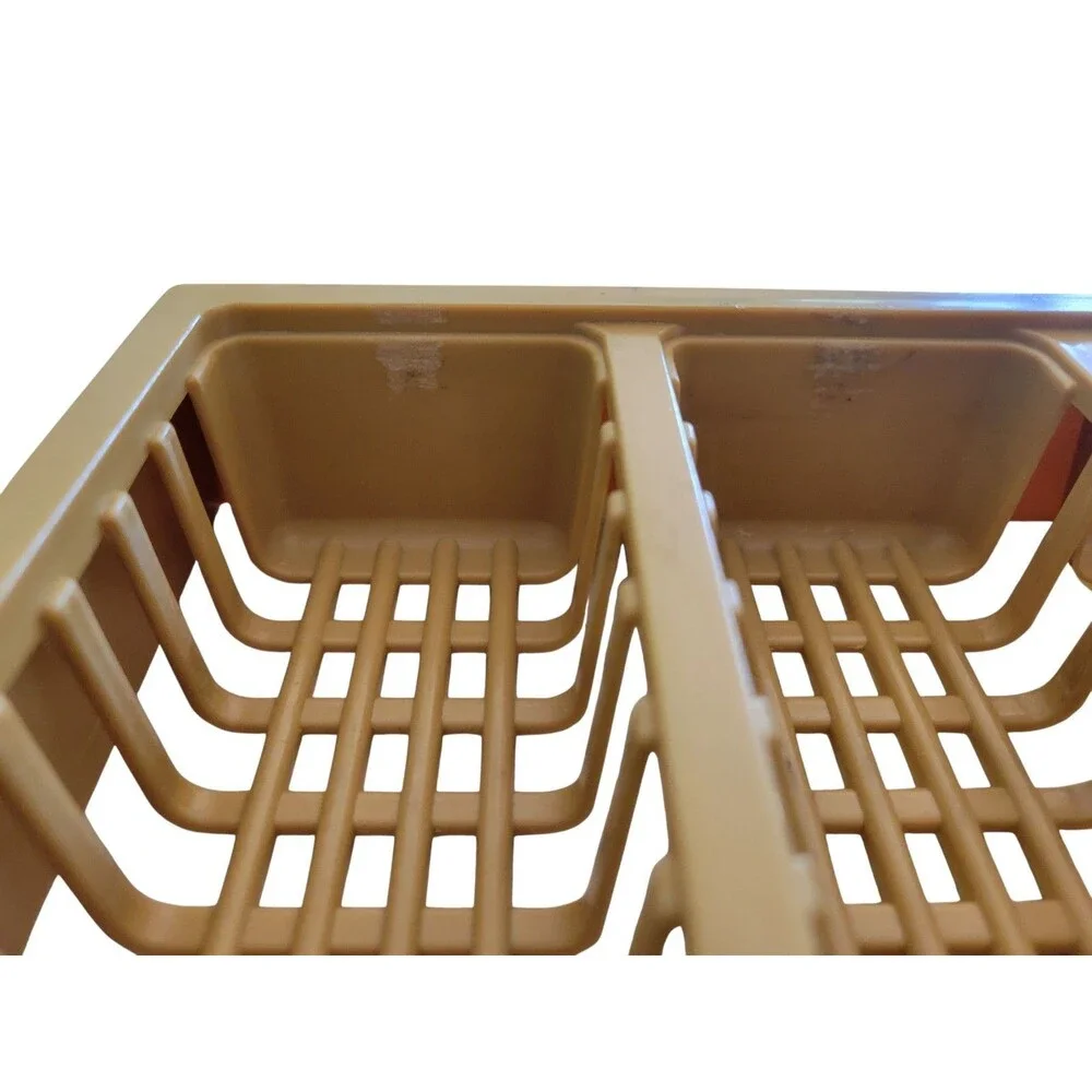 Vintage Plastic Drawer Organizer Silverware Mustard Yellow Celluloid Weave Tray